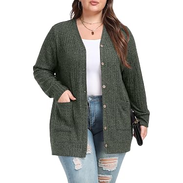 Cardigan Femme Grande Taille - Pull Manteau Long Style Décontracté - Pour Automne/hiver - Tissu Confortable Et Chaud - 8