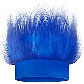 Novelty Place Blue Hairy Headband - Fun and Fuzzy Crazy Hair Wig Troll Hair Costume Accessory - Perfect for Sports Parties, Cosplay, and Halloween - Fits Kids, Teens and Adults