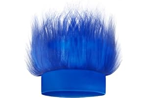 Novelty Place Blue Hairy Costume Headband - Fun and Fuzzy Crazy Hair Wig Costume for Sports Parties, Cosplay, Halloween