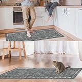 Homcomodar Grey Runner Rug 65x180cm Non Slip Low Pile Hallway Kitchen view 7