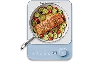 Elite Gourmet EIND57BL SlimStore™ Induction Cooktop, Touch Controls, Ultra Thin 2" Profile, 10 Power Levels, Temps 140°F to 465°F, Fast Heat Up, Blue