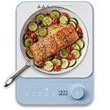 Elite Gourmet EIND57BL SlimStore™ Induction Cooktop, Touch Controls, Ultra Thin 2" Profile, 10 Power Levels, Temps 140°F to 465°F, Fast Heat Up, Blue