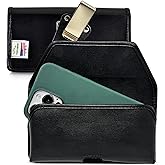 Turtleback Premium Leather Phone Holster for iPhone 16 Pro Max, 15 Pro Max, 14 Pro Max, 13 Pro Max β Black Phone Belt Holder Fits Slim Cases β with Exclusive Metal Belt Clip, Magnetic Closure