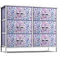 Sorbus Kids Dresser with 6 Drawers - Storage Chest Organizer Unit with Steel Frame, Wood Top & Handles, Tie-dye Fabric Bins for Clothes - Wide Furniture for Bedroom Hallway Kids Room Nursery & Closet