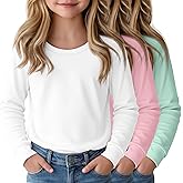 LessonZoo 3 Pack Girls' Long Sleeve Shirts Round Neck Kids Knit Tops Loose Toddler Pullover Basic Tee Tween Layer Fall Winter