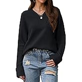 YUCOLEN Womens Long Sleeve Tops V Neck Sweater Pullover Casual Loose Fit Sweater Tunic Fall Fashion Clothes
