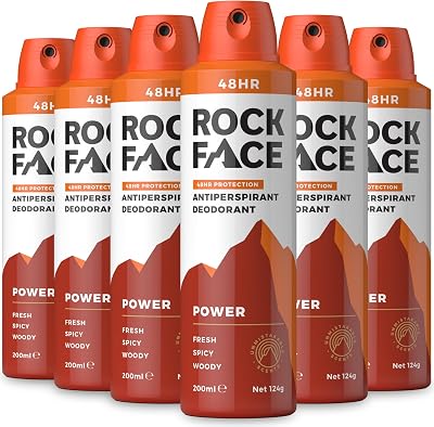 Rock Face Men Antiperspirant Deodorant Power Spicy Oriental 200ml 6pk