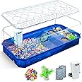 Binano Aquatic Turtle Tank Habitat Kit,Enhancing Interaction with 360° Viewing, Standalone Filtration, DIY Creative Zone, Enriched Living, and Convenient Water Changes (Blue, X-Large)