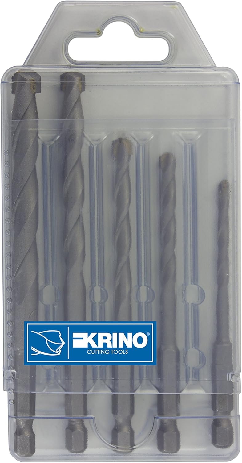 Krino 03057700 - Superior Drill Set including Hexagonal Socket 1/4 for Wall and Concrete - 5 Pieces, Steel - Image 3