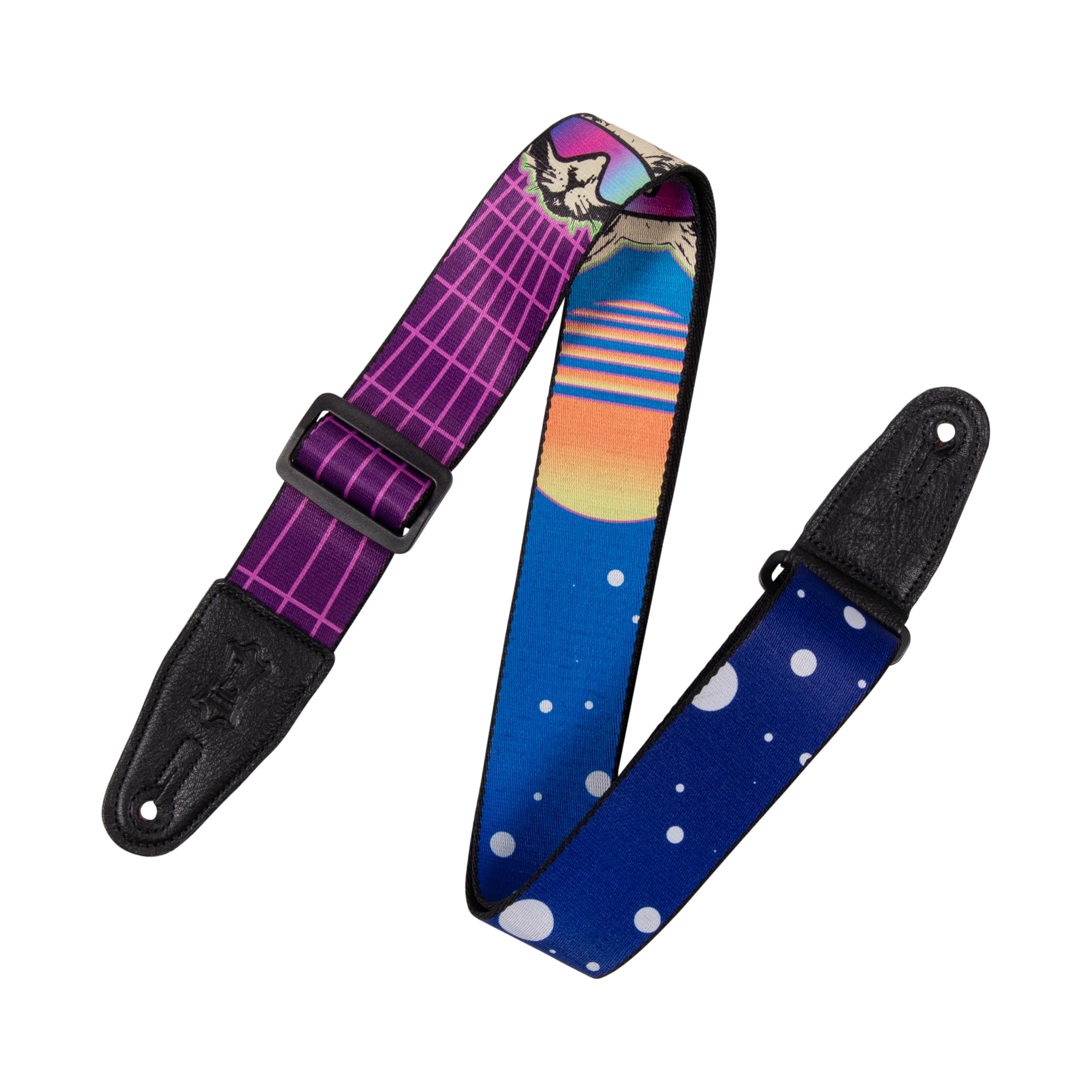 Levy's Graphic Waves Polyester Guitar Strap - Cyber Cat