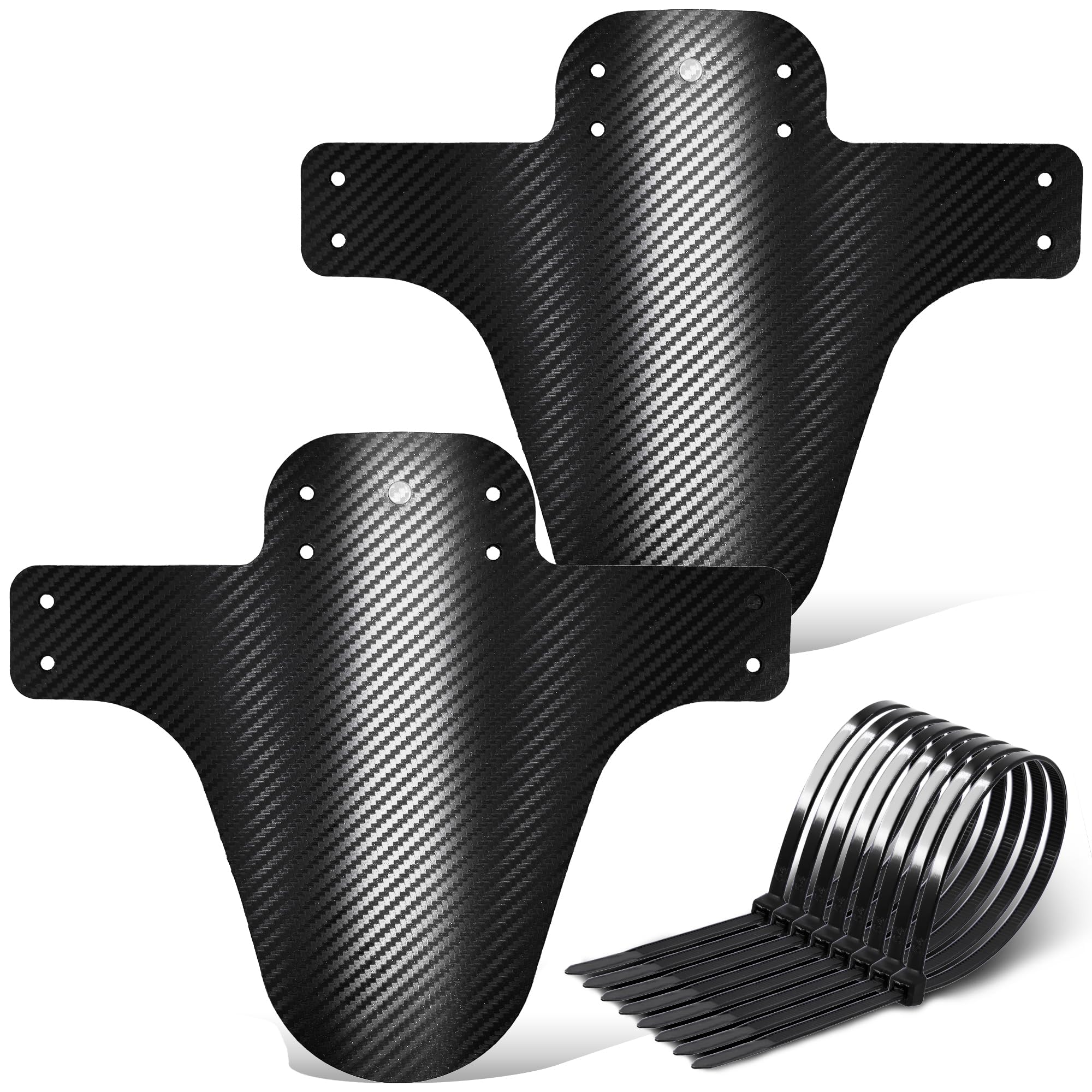 FETESNICE 3D Carbon Fibre MTB Mudguard Set – Thickened 0.8mm PP, Front & Rear Bike Fender Kit for Mountain Bikes (20–29”)