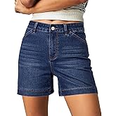 luvamia Jean Shorts for Women High Waisted Trendy Stretchy Denim Shorts 5 Inch Inseam Summer Casual Jorts with Pockets