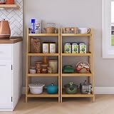 SMIBUY Bamboo Ladder Bookcase 4 Tier Storage Rack Organizer Freestanding Plant view 5