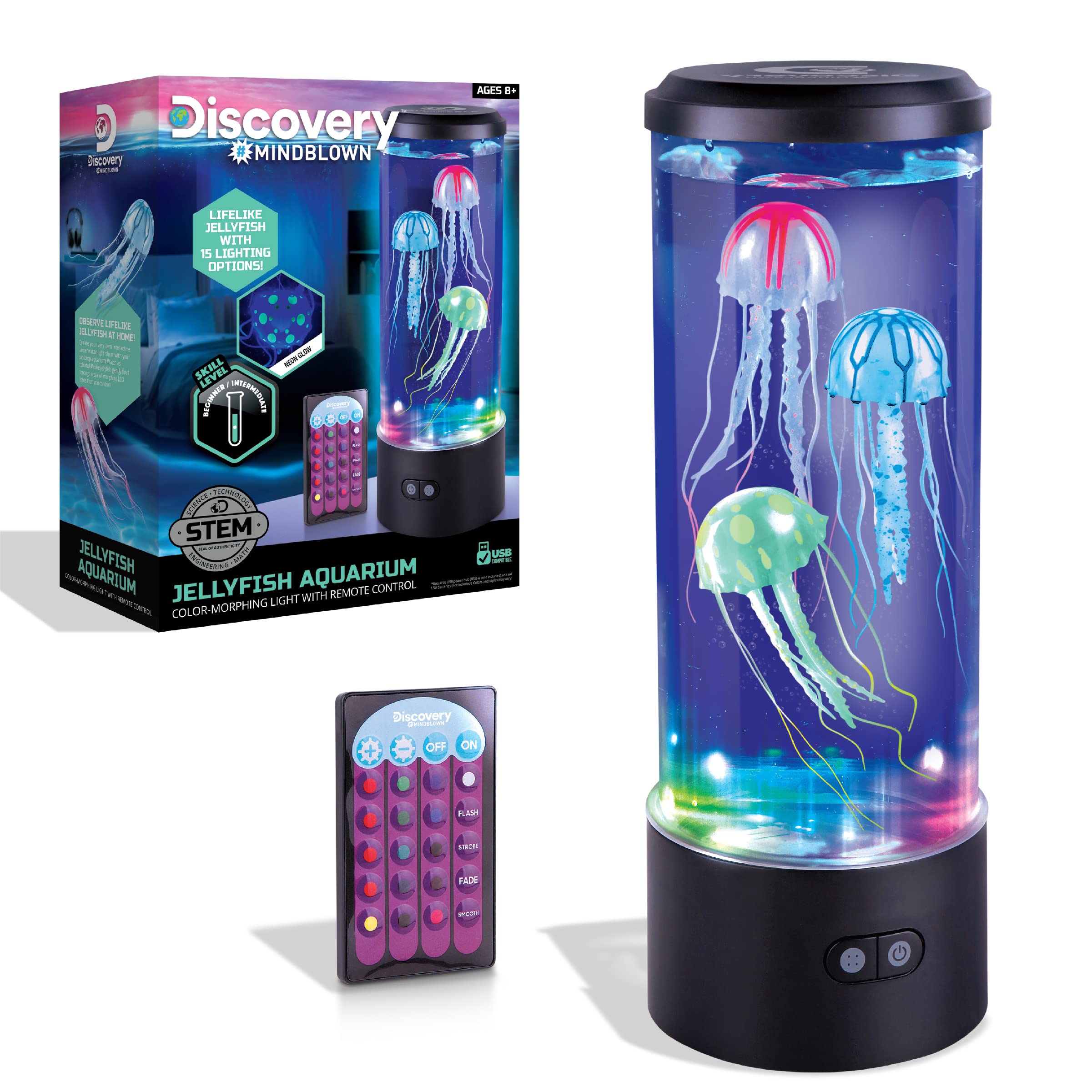 Photo 1 of **INCOMPLETE** Discovery™ Jellyfish Aquarium Lamp – Color?Morphing LED Bedroom Night Light with Remote| 15 Light Options| Lifelike Floating Jellyfish| Kids Science Toy| Educational Learning Gift| Ages 8+