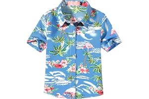 SSLR Big Girls Hawaiian Shirt Beach Tropical Summer Casual Short Sleeve Button Down Shirt