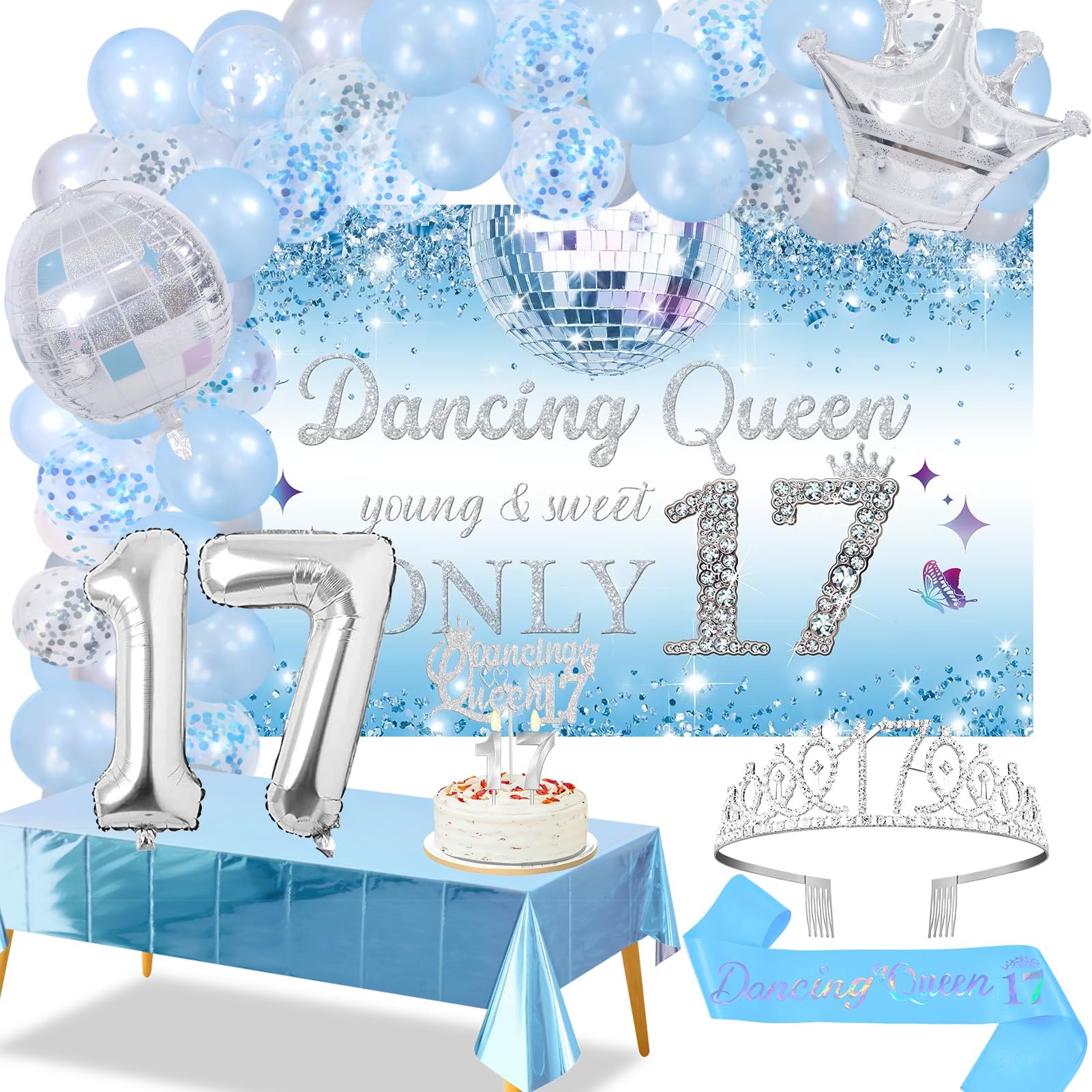 trgowaul-17th-birthday-dancing-queen-party-decorations-girls-arch-blue