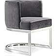 Meridian Furniture Gianna Collection Modern | Contemporary Velvet Upholstered Dining Chair with Polished Chrome Metal Frame, 24" W x 22" D x 29.5" H, Grey