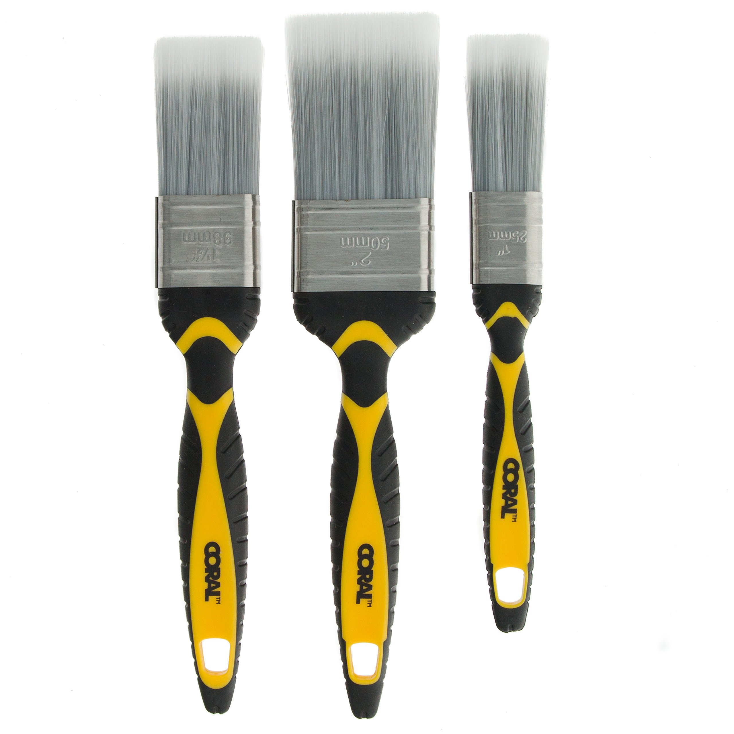 Coral 31504 Shurglide 3 Paint Brush Set for a Seriously Good Finish and Zero Bristle Loss set 3 piece brush pack