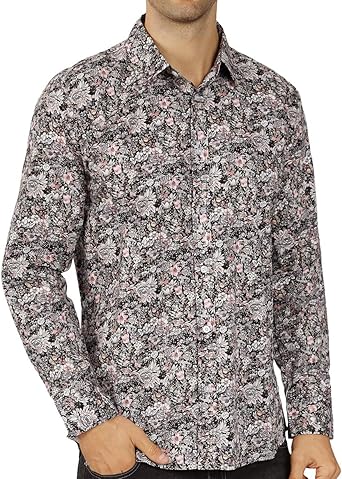 camisas manga larga de flores para hombres