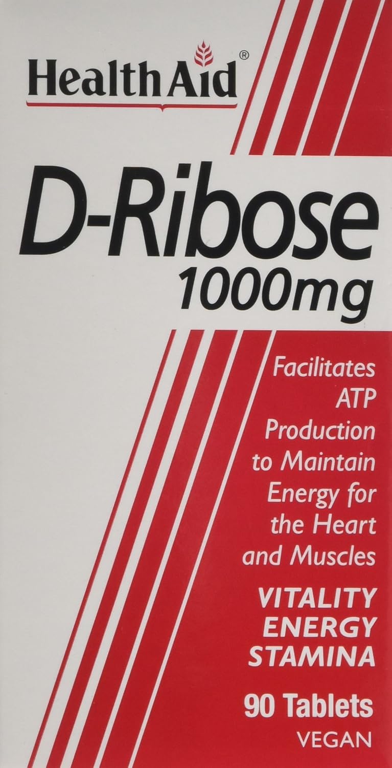 HealthAid Vegan D-Ribose 1000mg Tablets - (Pack of 90 Tablets), 90 count (Pack of 1)