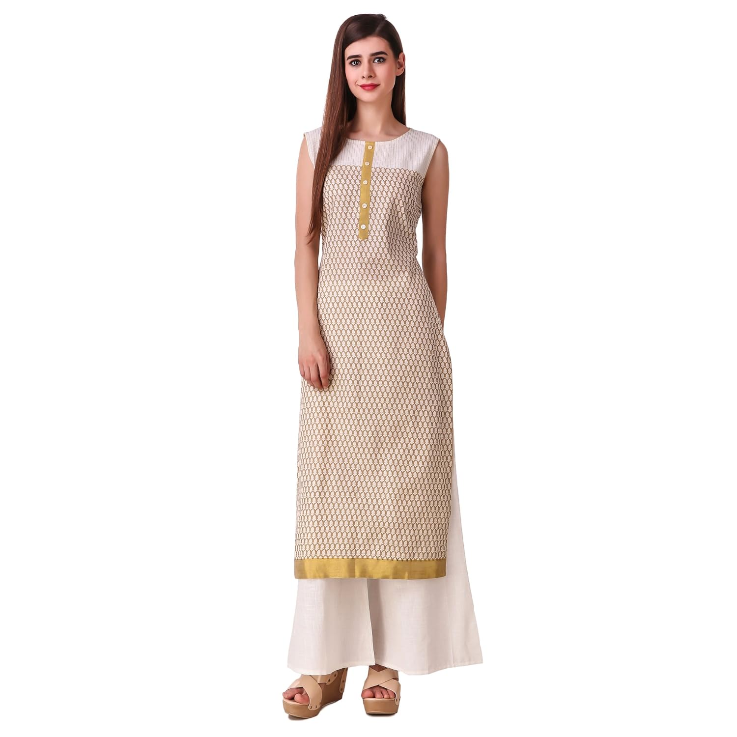 sreshee women's premium cotton designer kurti with palazzo pants set