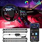 Govee Interior Car Lights, LED Car Strip Lights with Two-Line Waterproof Design, 48 LEDs App Control Car Light Kit, DIY Mode 