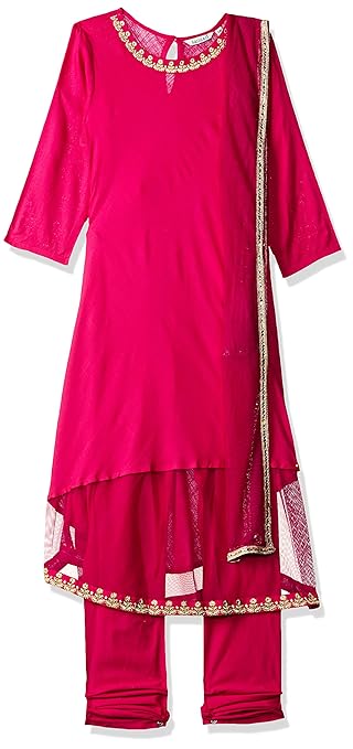 Karigari Girl's Cotton a line Salwar Suit Set (275823444 02Y and Print May Vary