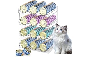 REFLYING Cat Food Can Organizer, Can Organizer for Pantry, Transparent Cat Food Storage Container Holds 72 (3.5oz) Cans, Canned Food Organizer and Storage for Countertop Kitchen Cabinet (4 Layers)