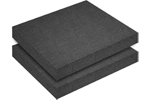 KINXIYU Polyurethane Foam Inserts, 2 PCS 16 x 12 x 2 Inch Black Cuttable Packing Foam Sheets for Tool Box, Camera, Crafts and Storage ﻿