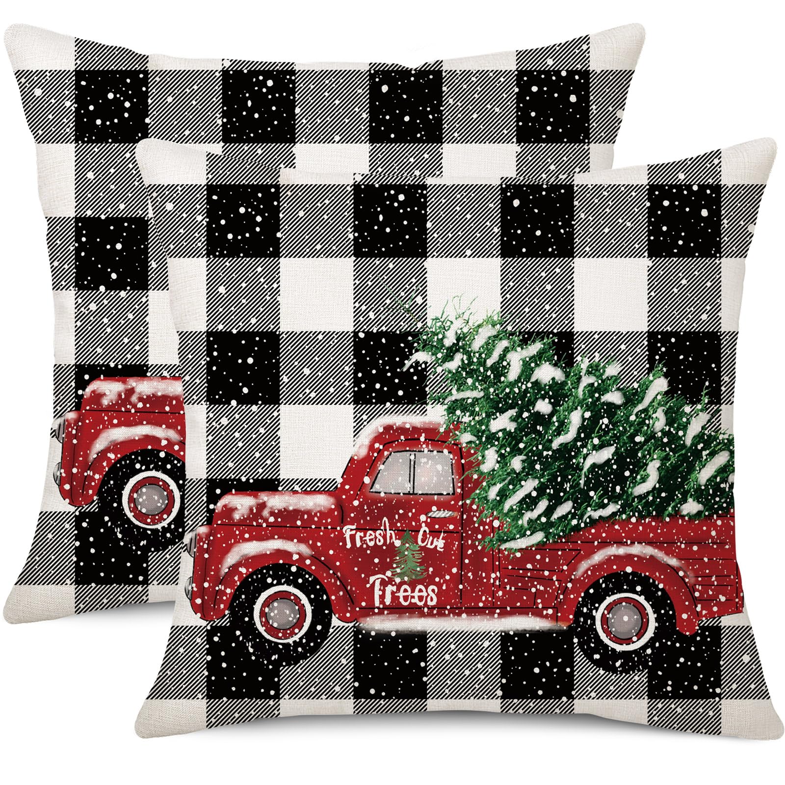 Photo 1 of Gujiahone Black White Buffalo Check Plaids Christmas Pillow Covers 18x 18 Inches (Black Buffalo Check)