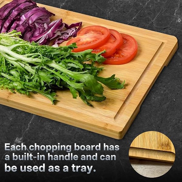 MAGIC BAMBOO PREMIUM BAMBOO CUTTING BOARD FOR KITCHEN – CHOPPING BLOCK DURABLE WOODEN CHOPPING BOARDS WITH DEEP JUICE GROOVES & BUILT-IN HANDLES, PERFECT FOR MEAT, VEGETABLES, AND CHARCUTERIE