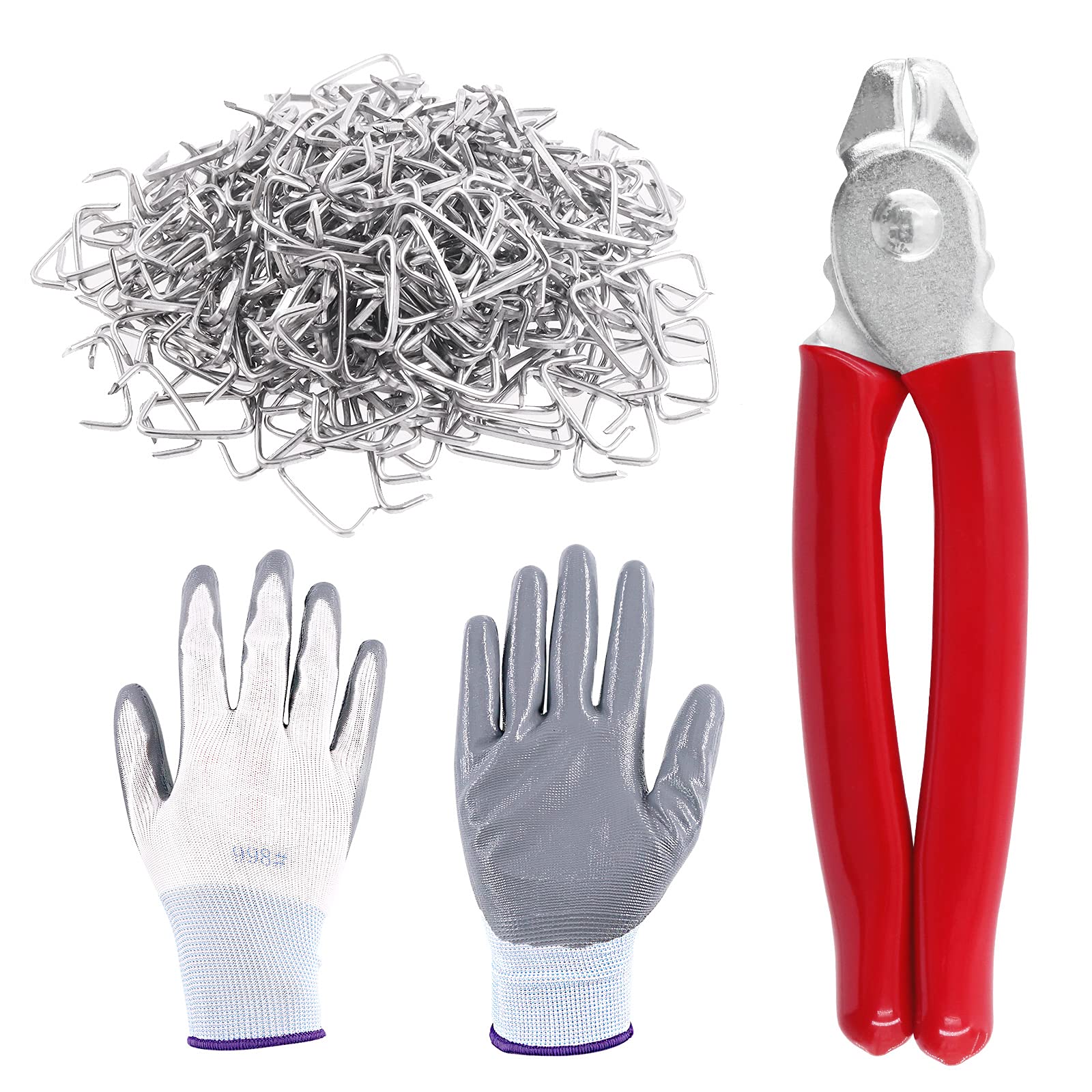 Mardatt 1002 Pcs Galvanized 3/4 Inch D Hog Rings with Straight Hog Ring Pliers, Upholstery Installation Kit for Upholstery, Bungee, Meat & Sausage Casings, Animal Pet Cages, Auto