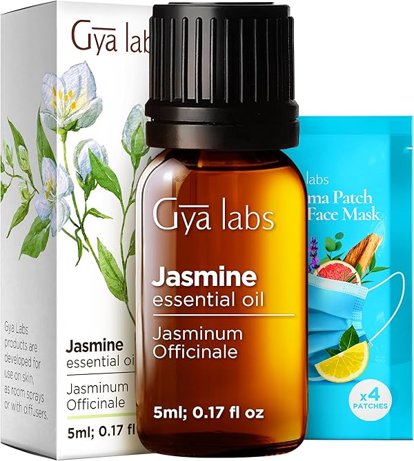 Gya Labs Ätherisches Jasmin Öl für Diffusor und Aromatherapie - 100% Reines Natürliches Jasminöl für Diffusor, Haut, Haar, Kerzenherstellung - Blumiger und Verführerischer Duft (5 ml)