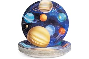 DECORLIFE 30PCS Space Plates, Space Party Supplies Includes 9 Inch Paper Plates, for Kids Outer Space Party Decorations