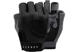 LIFECT Essential Breathable Workout Gloves, Weight Lifting Fingerless Gym Exercise Gloves with Curved Open Back, for Powerlifting, Women and Men