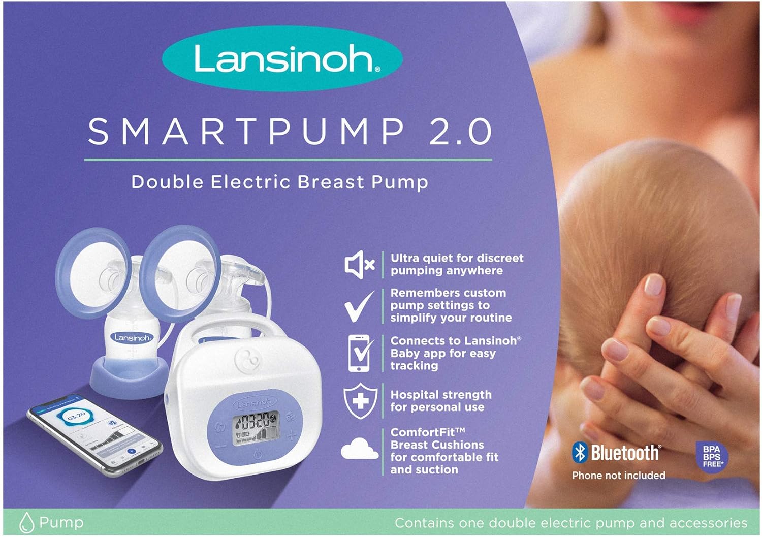 Lansinoh Breast Pump Smartpump 2.0 Double Electric Breast Pump Quiet