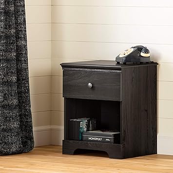 Amazon Com South Shore Zach 1 Drawer Nightstand Gray Oak Furniture Decor