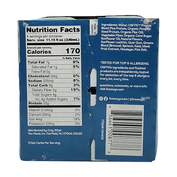 OWYN SMOOTH VANILLA PLANT-BASED PROTEIN SHAKE 4PK, 11.15 FZ