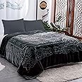 JML Fleece Blanket King Size, Heavy Korean Mink Blanket 85 X 95 Inches- 9 Lbs, Single Ply, Soft and Warm, Thick Raschel Printed Mink Blanket for Autumn,Winter,Bed,Home,Gifts, (Dark Grey)