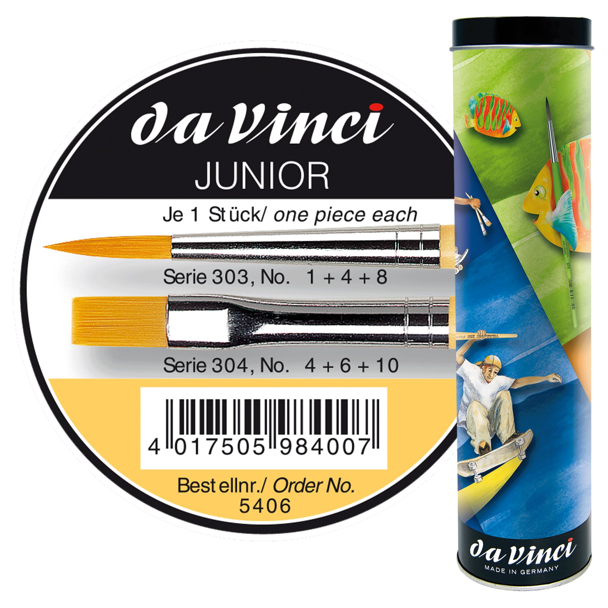 Da Vinci 5406 Series Brush Box, Bristle, Yellow/Black/Green and Blue, 30 x 30 x 30 cm