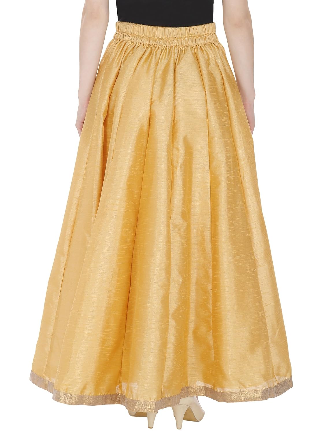 damen mode women golden solid silk skirt - free size