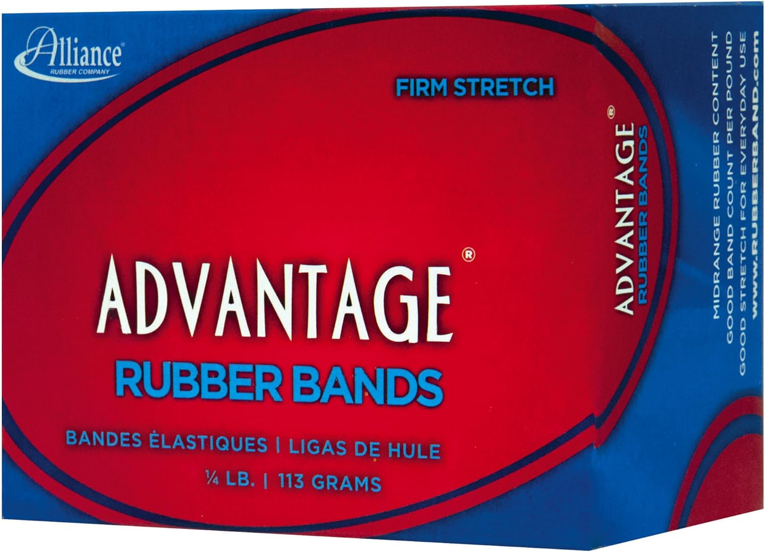 Alliance Rubber 26649 Advantage Rubber Bands Size #64, 1/4 lb Box Contains Approx. 80 Bands (3 1/2" x 1/4", Natural Crepe) : Office Products