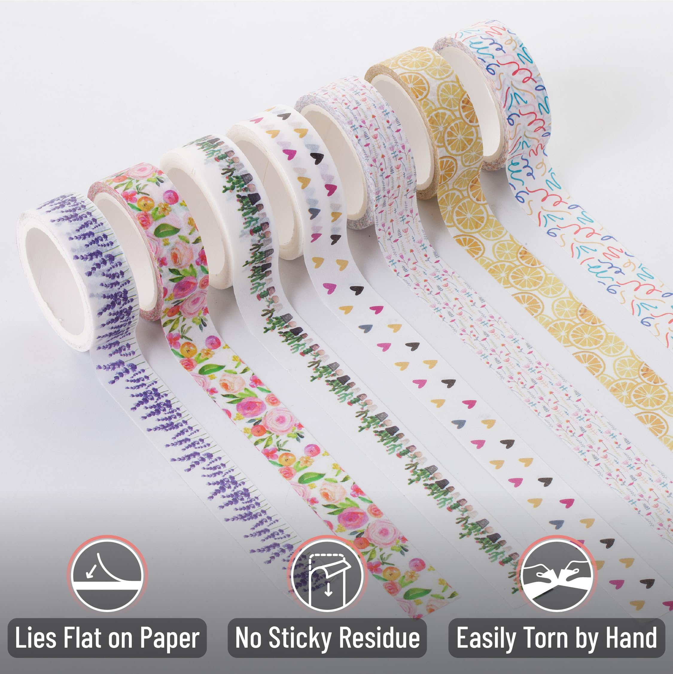 Mr. Pen- Washi Tape Set, 21 Rolls, Assorted Sizes, Floral Washi Tape for Journaling
