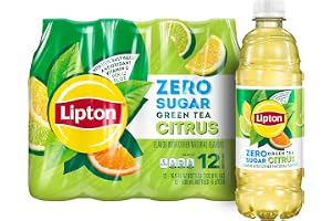 Lipton Zero Sugar Iced Tea, Green Tea Citrus, 16.9 fl oz Bottles, (12 Pack), 100% DV Vitamin C
