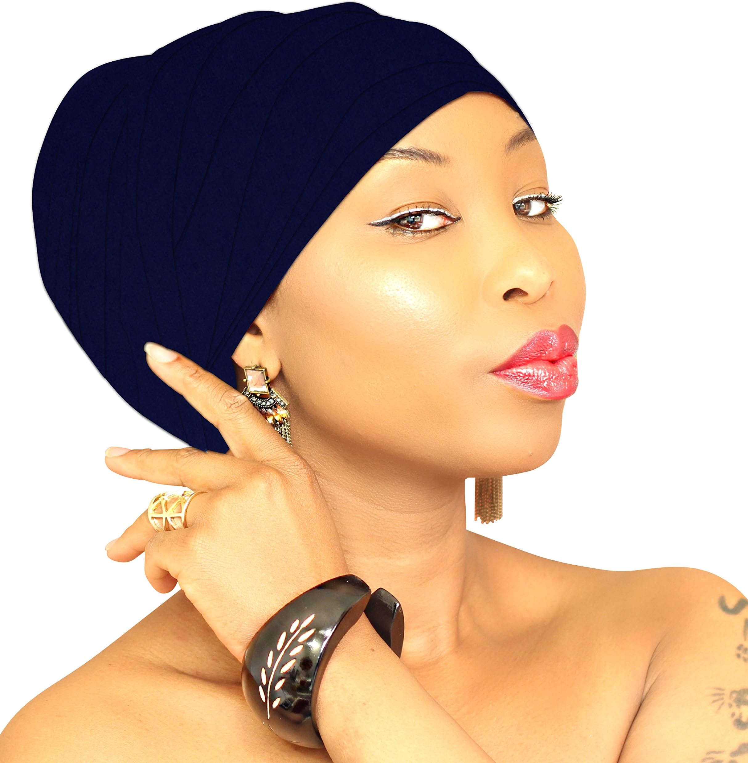 NAVY HEAD WRAP | Navy Hijab HeadWrap Head Scarf Light Weight African Head Wraps Turban Jersey Hijab | ROYAL HEAD WRAPS