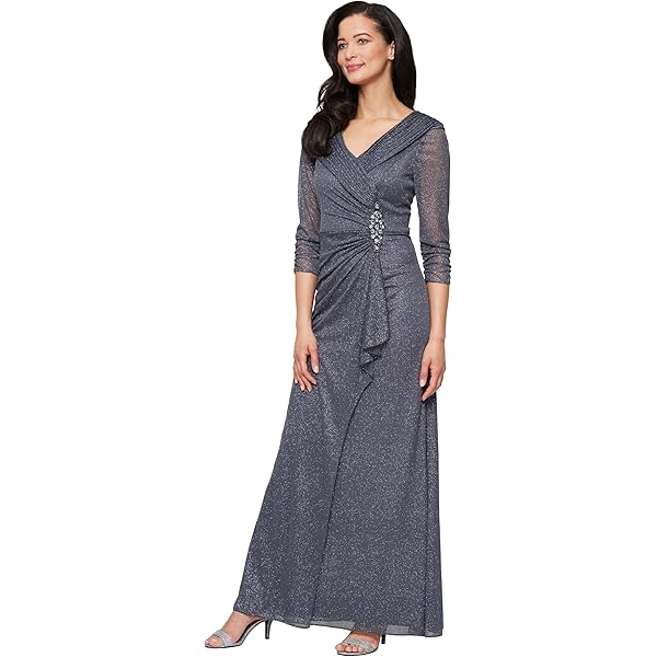 amazon alex evenings mother of the bride dresses Plus Size Gold Mid Sleeve Evening Dress– Hello Curve main image 1