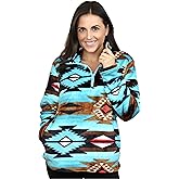 TrailCrest Aztec Women’s Velour 1/4 Zip Jacket, Ultra Soft Plush Coral Fleece with Velvety Feel, Aztec Ikat Trendy Prints