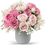 Artificial Peonies Silk Flowers, Pink Faux Peony