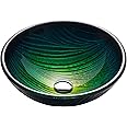 KRAUS Nature Series™ Round Green Glass Vessel Bathroom Sink, 17 inch GV-391-19mm