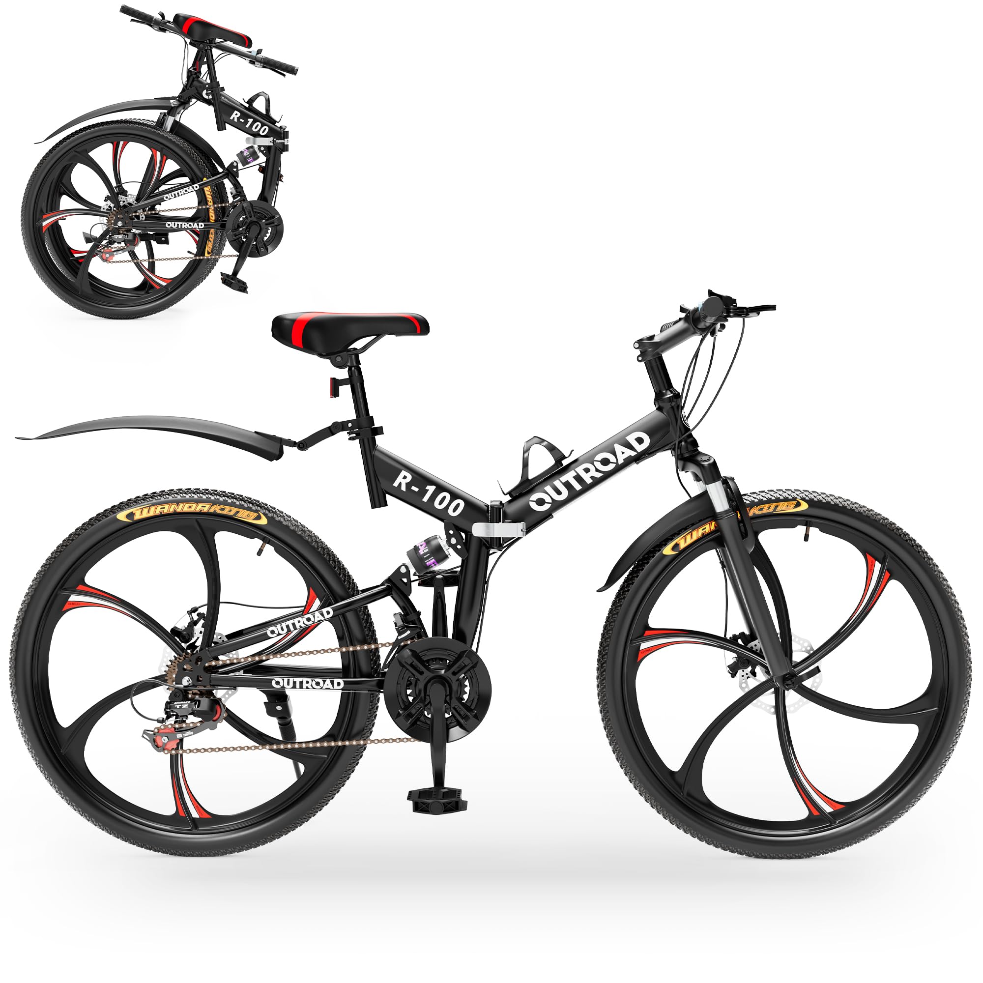 Outroad Folding Mountain Bike Foldable/Unfoldable